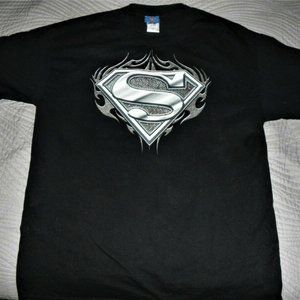 Superman Black And Gray Preowned Tee  Size L